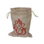 VerdantVibes Ganesh Jute Potli Bags - 9x7 Inches | Natural Jute | Reusable Potli Bags