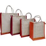 VerdantVibes Jute Carry Bag | Natural Jute | With lace at bottom | Re-usable | Eco-friendly | Multi-purpose Bag | Pack of 4 bags