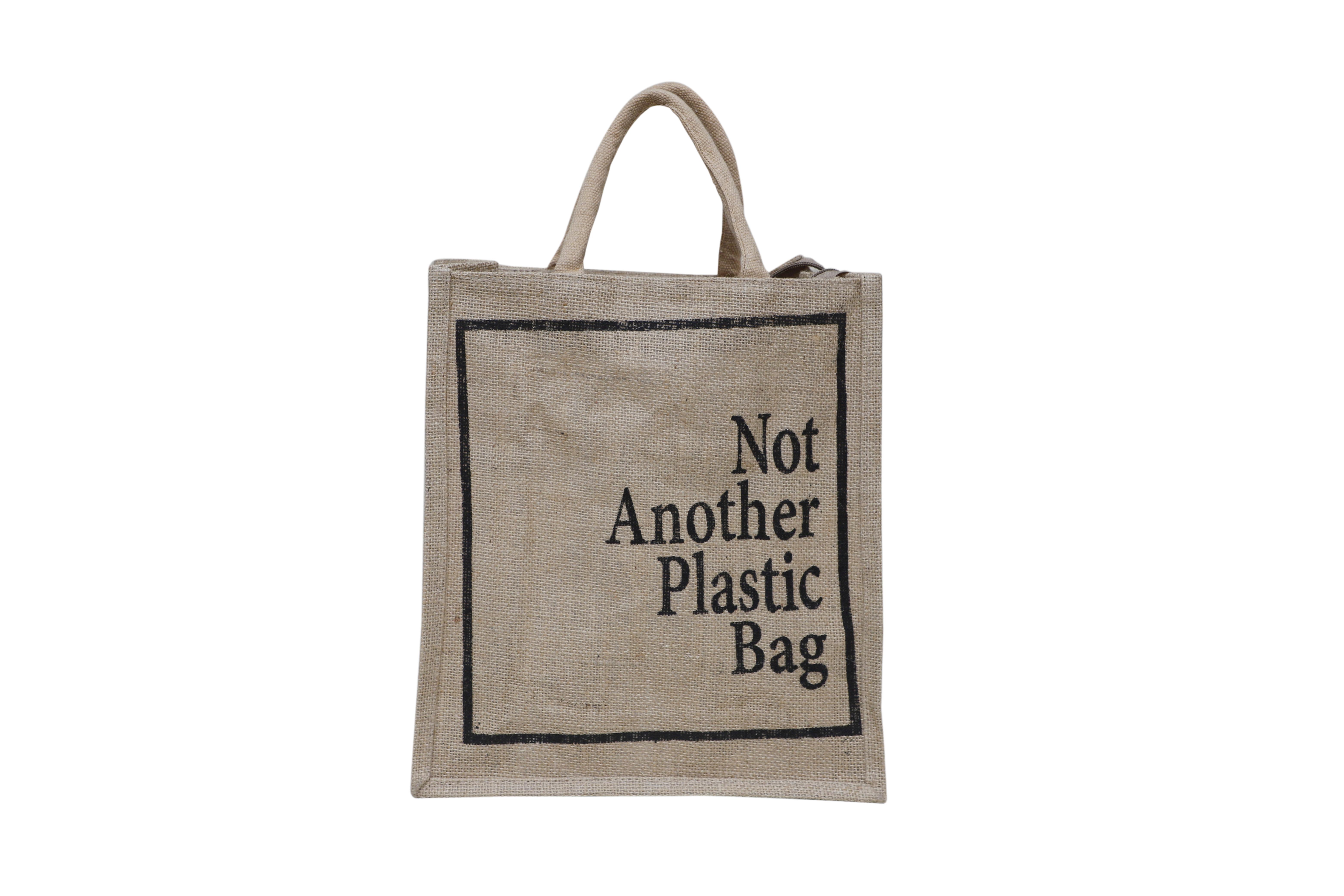 VerdantVibes Jute Carry Bag - 14x12x4 Inches | Re-usable Eco-friendly Bag | Multi-Purpose Bag