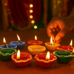 CandleCove Multi-Color Traditional Mitti Diya - Pack of 10 Diyas | Swastik Print | Festive Decoration