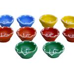 CandleCove Multi-Color Traditional Mitti Diya - Pack of 10 Diyas | Swastik Print | Festive Decoration