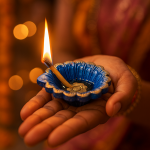 CandleCove Traditional Mitti Diya Box - Pack of 4 Diyas | Golden Silver Hand Painted | Festive Decoration