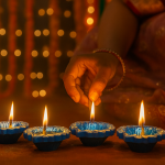 CandleCove Traditional Mitti Diya Box - Pack of 4 Diyas | Golden Silver Hand Painted | Festive Decoration