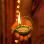 CandleCove Traditional Mitti Diya Box with Wax - Set of 12 Pieces | Leaf-Like Design with Golder Border