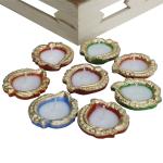 CandleCove Traditional Mitti Diya Box with Wax - Set of 12 Pieces | Leaf-Like Design with Golder Border