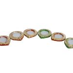 CandleCove Traditional Diya Box with Wax - Set of 6 pieces | Golden Border | Round Shape