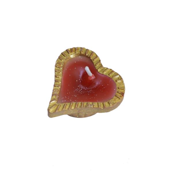 CandleCove Hriday Heart Shape Diya Box with Wax - Set of 10 Pieces