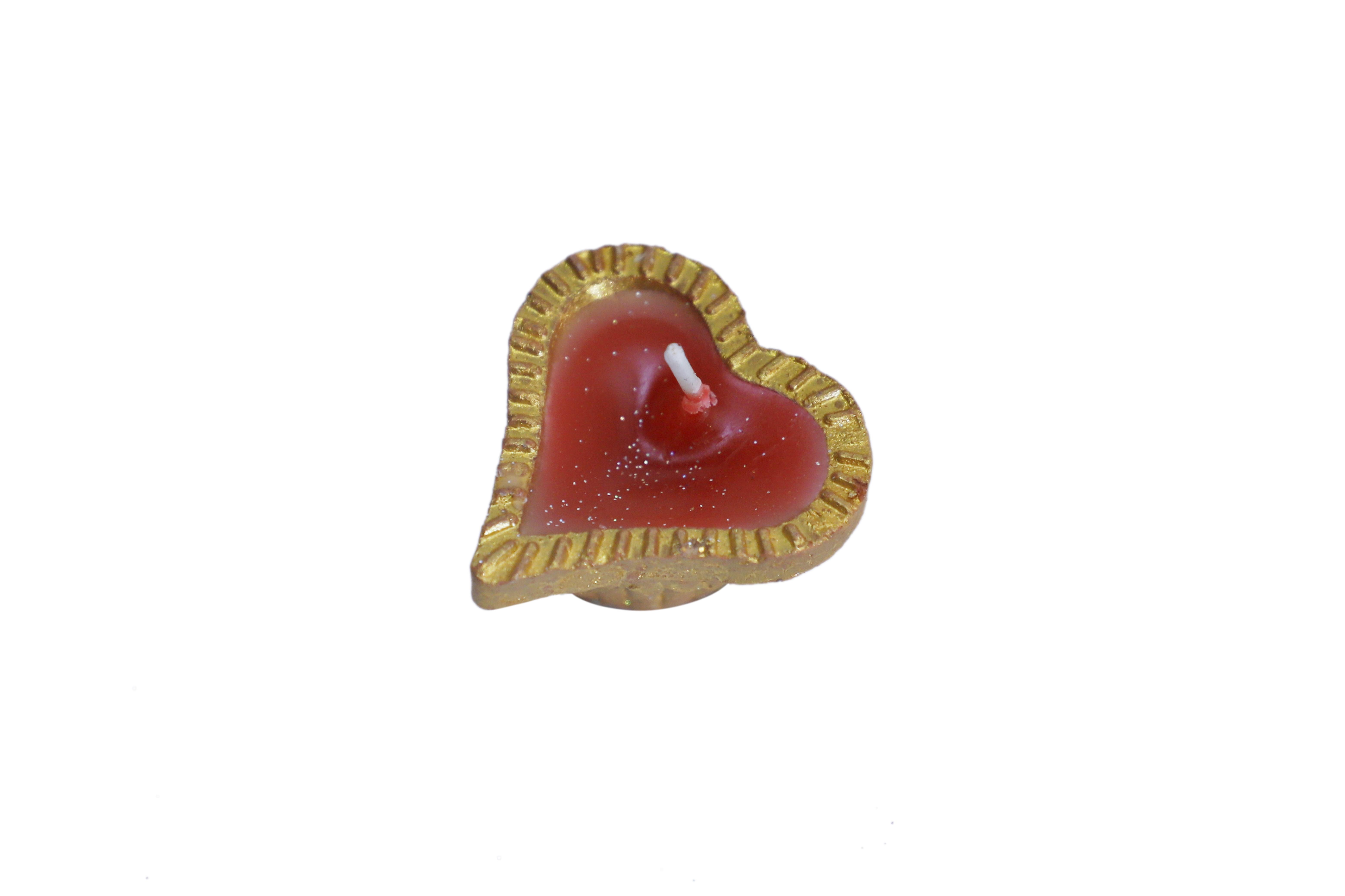 CandleCove Hriday Heart Shape Diya Box with Wax - Set of 10 Pieces