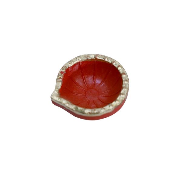 CandleCove Traditional Diya Box - Set of 12 Pieces | Red Color with Golden Border