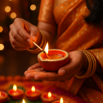 CandleCove Traditional Diya Box with Wax - Set of 10 Pieces | Multi Color Set with Golden Border