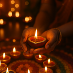 CandleCove Traditional Diya Box with Wax - Set of 10 Pieces | Multi Color Set with Golden Border