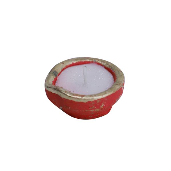 CandleCove Traditional Diya Box with Wax - Set of 10 Pieces | Multi Color Set with Golden Border