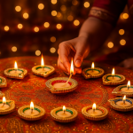 CandleCove Traditional Diya Box with Wax - Set of 12 Pieces | Round Shape with Golden Border