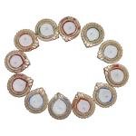 CandleCove Traditional Diya Box with Wax - Set of 12 Pieces | Round Shape with Golden Border