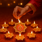 CandleCove Orange Panchmukhi Akhand Diya Box - 1 Piece | 5-Wick Diya