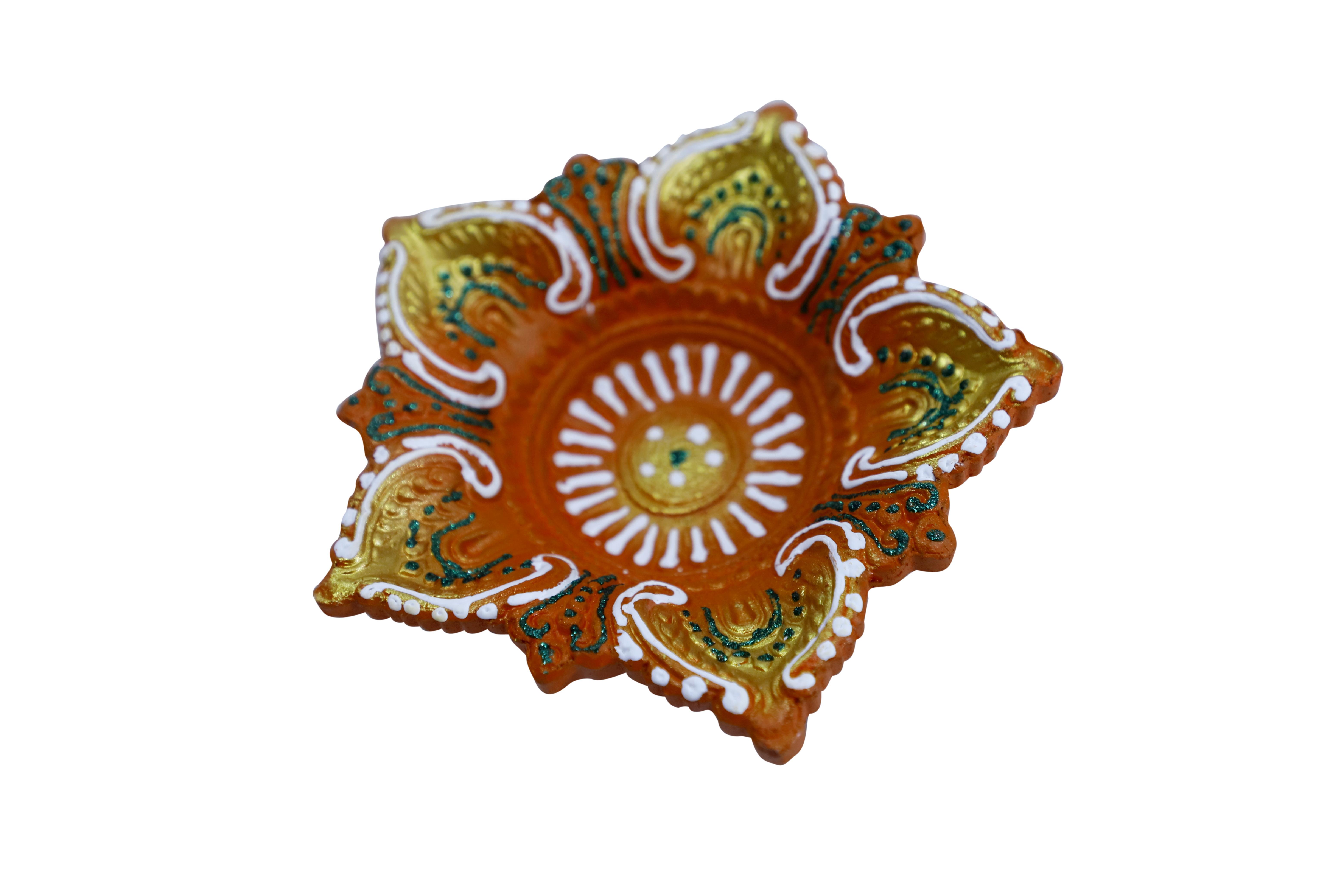 CandleCove Orange Panchmukhi Akhand Diya Box - 1 Piece | 5-Wick Diya