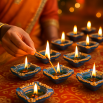 CandleCove Blue Chaarmukhi Akhand Diya Box - 1 Piece | 4-Wick Diya