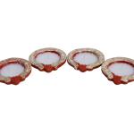 CandleCove Traditional Diya Box with Wax - Set of 4 Pieces | Red Color Diya with Golden Border