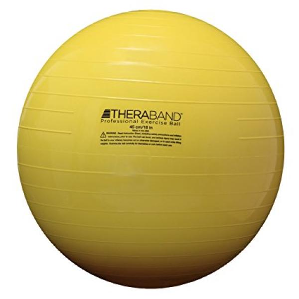 TheraBand Exercise Ball - SDS Anti-Burst Exercise Ball - Yellow - 45 cm - For Body Height 4'7" - 5'0"