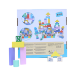 Wooden Cognitive Building Blocks Set for Kids – 91 Pcs | Colorful Shapes, Letters & Numbers | Montessori Educational Toy for Toddlers 3+ | Safe Wooden Learning & Building Play Set