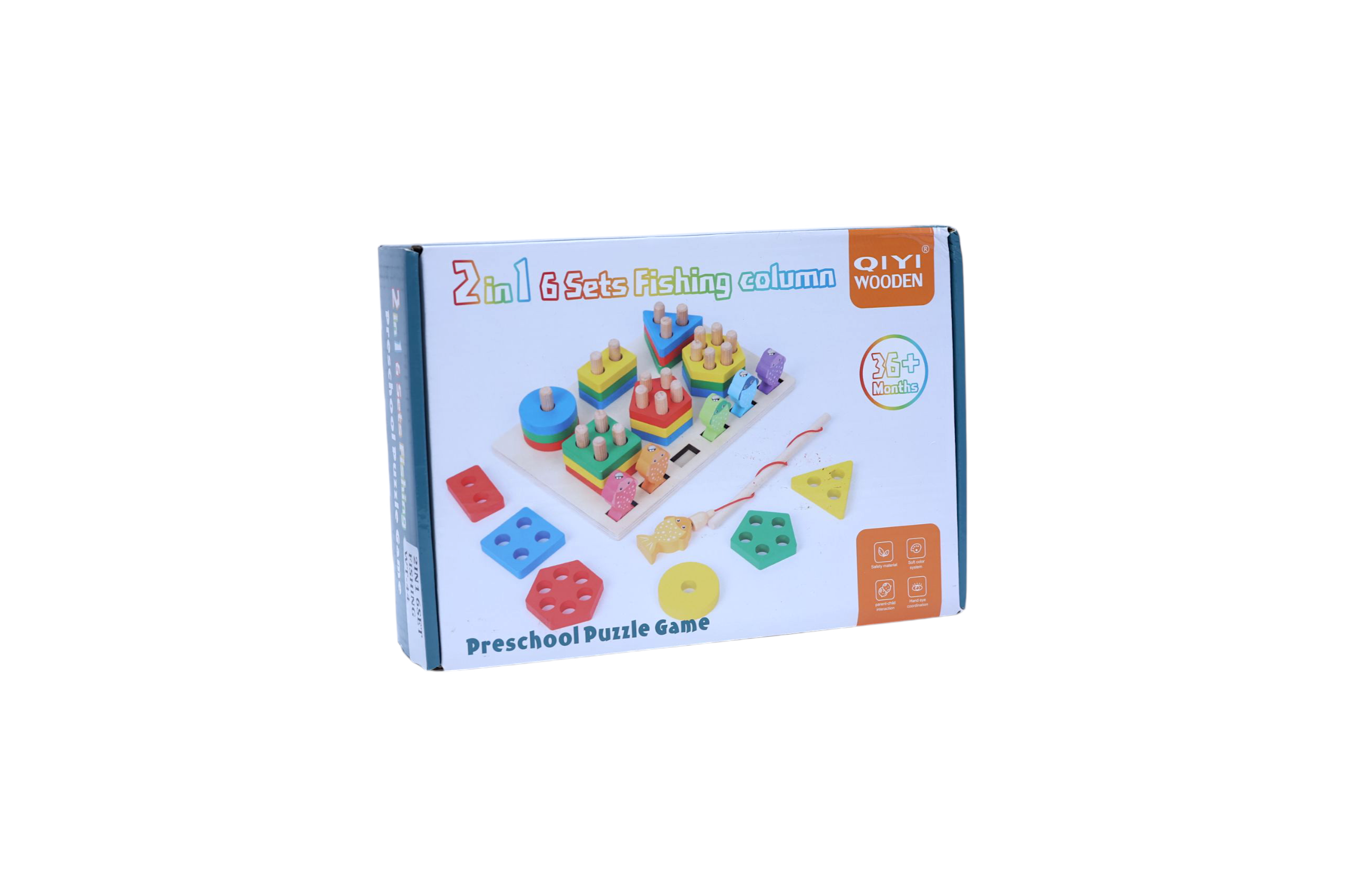 2-in-1 Wooden Shape Puzzle & Magnetic Fishing Game for Kids (3+ Years) – Educational Toy for Fine Motor Skills, Shape Sorting, Color Recognition & Hand-Eye Coordination