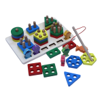 2-in-1 Wooden Shape Puzzle & Magnetic Fishing Game for Kids (3+ Years) – Educational Toy for Fine Motor Skills, Shape Sorting, Color Recognition & Hand-Eye Coordination