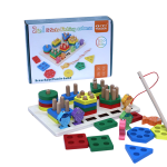 2-in-1 Wooden Shape Puzzle & Magnetic Fishing Game for Kids (3+ Years) – Educational Toy for Fine Motor Skills, Shape Sorting, Color Recognition & Hand-Eye Coordination