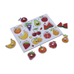 Wooden Fruit Puzzle Board for Toddlers (Ages 3+) – Educational Toy with 10 Colorful Fruit Pieces, Early Learning Puzzle for Shape Recognition, Fine Motor Skills & Safe Play