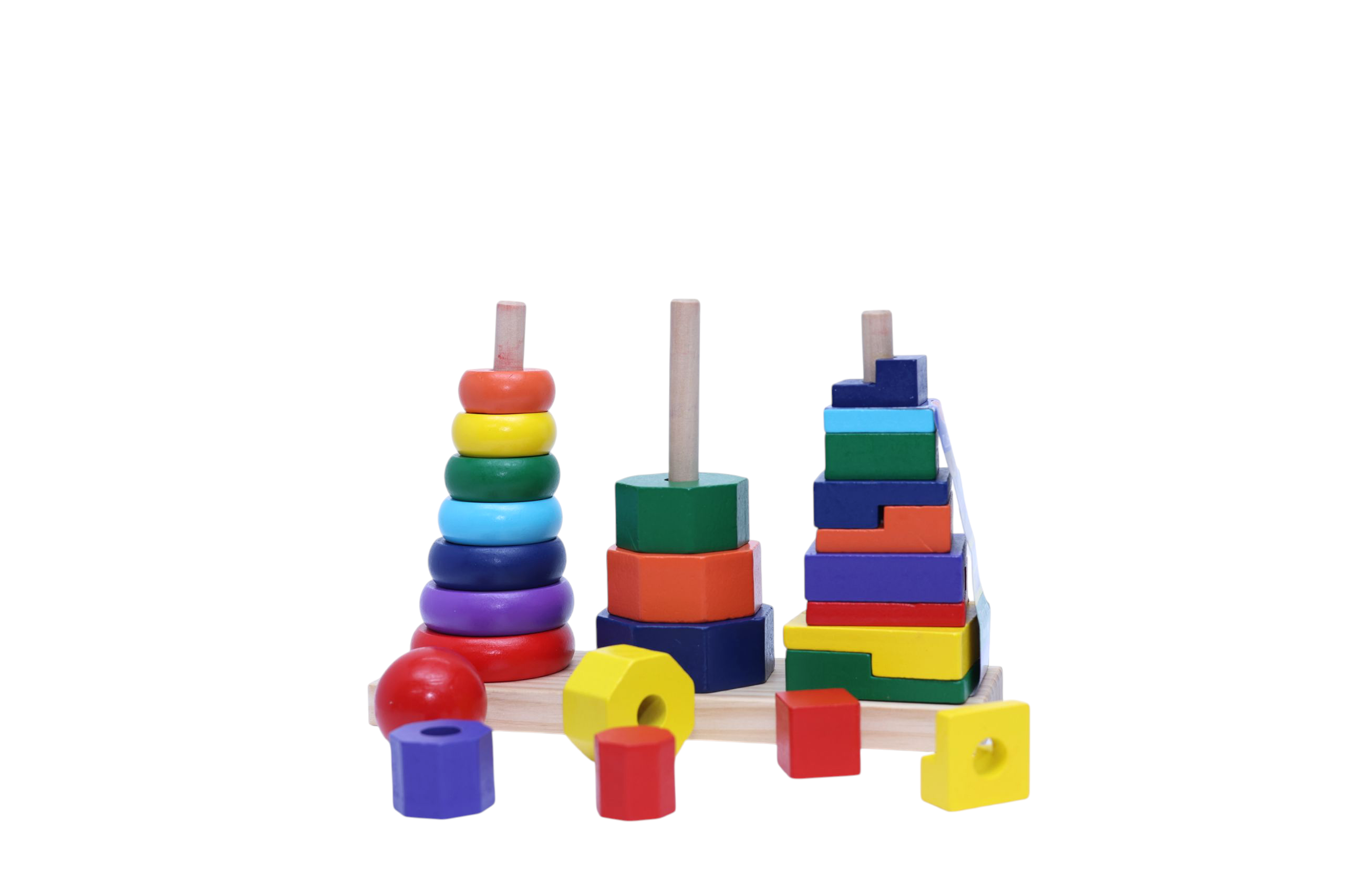 Wooden Geometric Stacker Toy for Toddlers (Age 2+) – 25 Colorful Shapes, Rings, Squares & Rectangles | Fine Motor Skill Development, Educational Puzzle