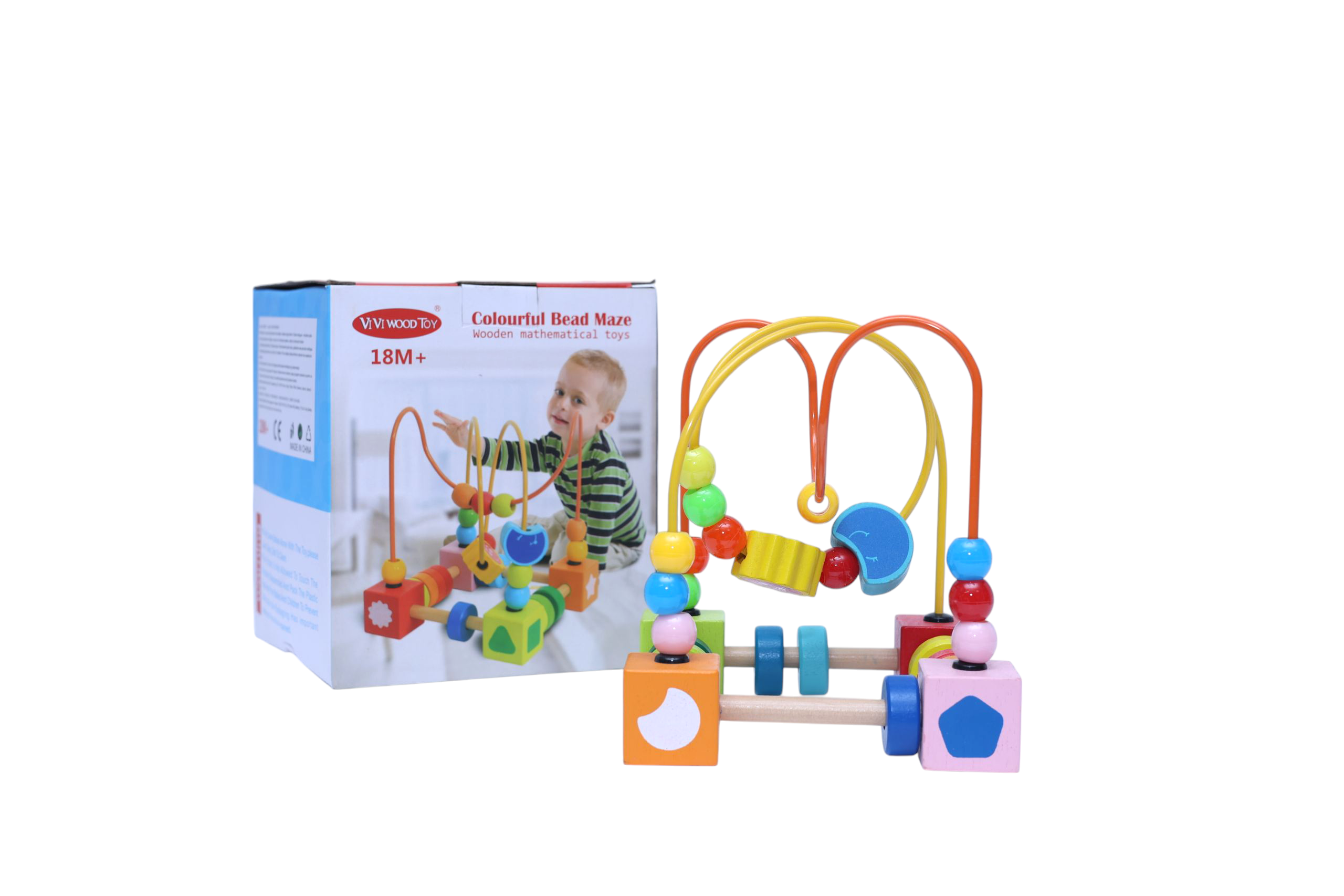 Wooden Bead Maze Activity Cube for Toddlers – Montessori Toy for Shape & Color Recognition, Fine Motor Skills, Early Learning (18 Months+)