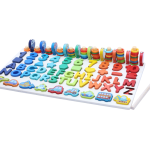 Multifunctional Wooden Puzzle Board – Alphabet, Numbers & Vehicle Learning Game for Kids (Ages 3+)