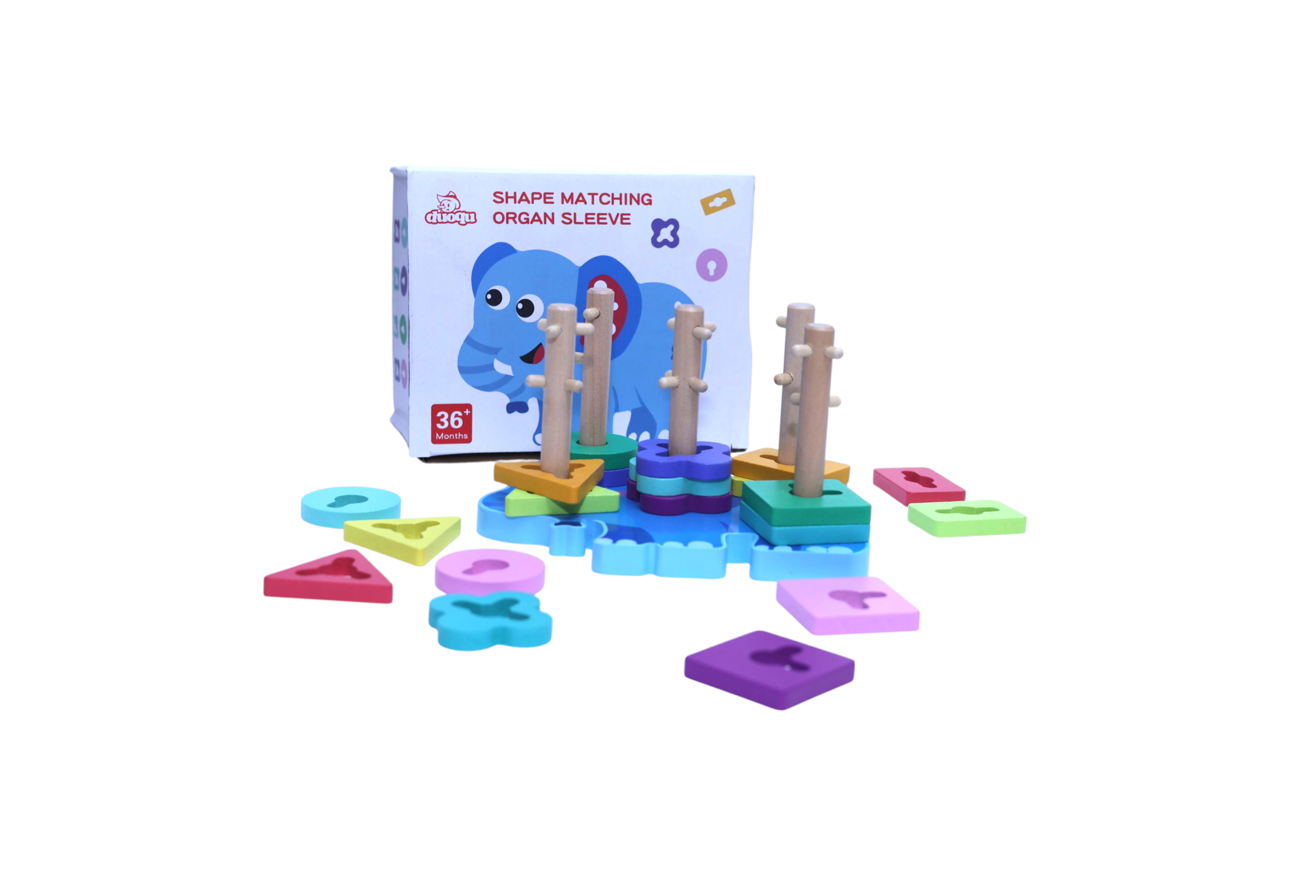 Shape Matching Organ Sleeve Wooden Toy for Toddlers (Ages 3+), Puzzle for Shape & Color Recognition, Stacking Toy for Early Learning, Hand-Eye Coordination & Fine Motor Skills