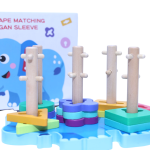 Shape Matching Organ Sleeve Wooden Toy for Toddlers (Ages 3+), Puzzle for Shape & Color Recognition, Stacking Toy for Early Learning, Hand-Eye Coordination & Fine Motor Skills