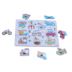 Wooden Transport Puzzle Board – Educational Knob Puzzle for Toddlers (Ages 3+)