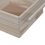 Original Pinewood Box With Acrylic Glass Top - 20x20x10 cm | Square Shaped | Raw Wood Color | Decoration & Gifting