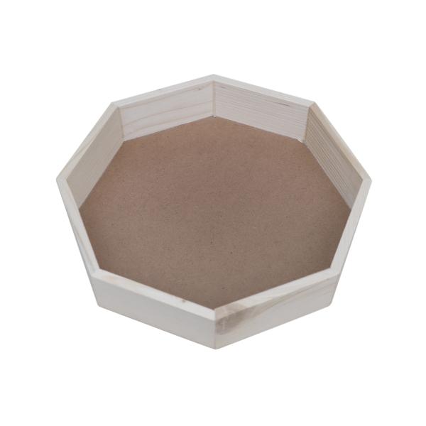 Original Pinewood Octagon Tray with MDF Base - 25x25x5 cm | Raw Wood Color | Gifting, Decoration & Fruit Basket