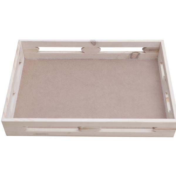 Original Pinewood Rectangle Basket Tray with MDF Bottom - 38x25x7 cm | Raw Wood Color | Gifting, Decoration & Fruit Basket